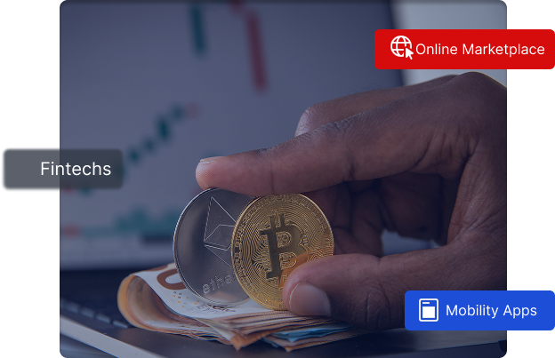 Cryptocurrency coins representing fintech and digital payments